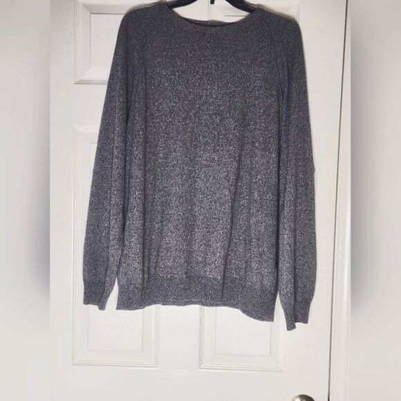 Hart Schaffner Marx XL Gray Lngslvs Raglan CASHMERE SILK Knit Men Sweater Italy - Picture 1 of 6